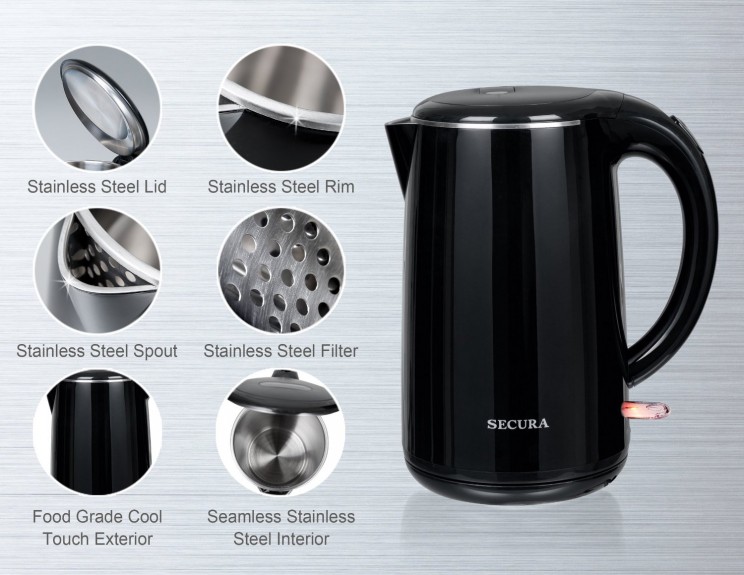 Stainless Steel Electric Kettle No plastic touches the