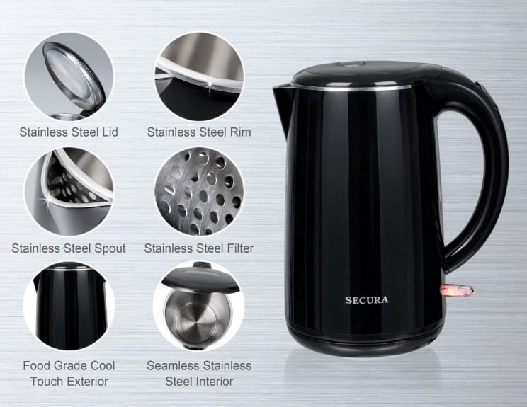 Stainless Steel Electric Kettle – No plastic touches the water